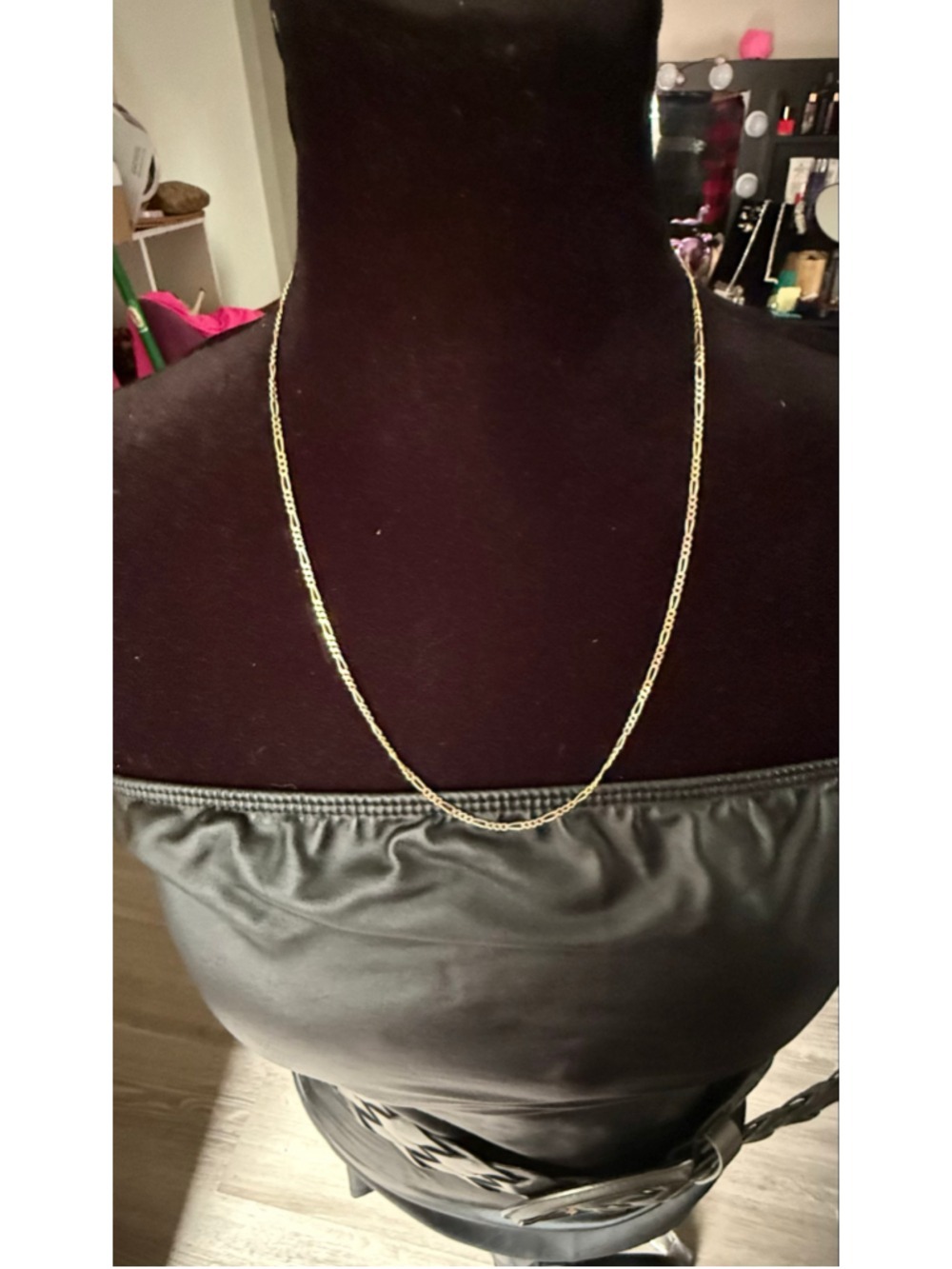 Italian 925 Sterling Tri-Color Figaro Chain Necklace 20” HAN Silver Rose Gold - Picture 3 of 9